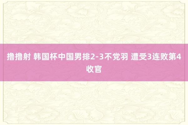 撸撸射 韩国杯中国男排2-3不党羽 遭受3连败第4收官
