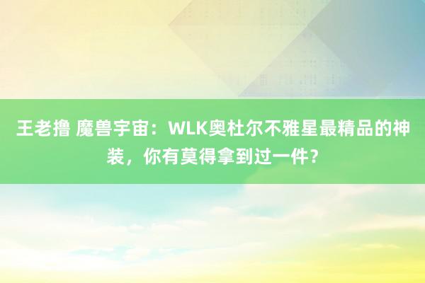 王老撸 魔兽宇宙：WLK奥杜尔不雅星最精品的神装，你有莫得拿到过一件？