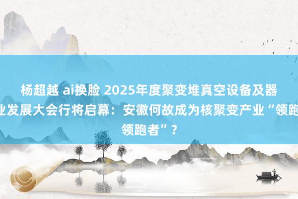 杨超越 ai换脸 2025年度聚变堆真空设备及器件产业发展大会行将启幕：安徽何故成为核聚变产业“领跑者”？