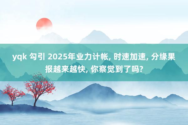 yqk 勾引 2025年业力计帐, 时速加速, 分缘果报越来越快, 你察觉到了吗?